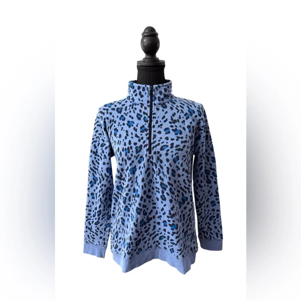 Talbots Blue Patterned Zip-Up Sweater